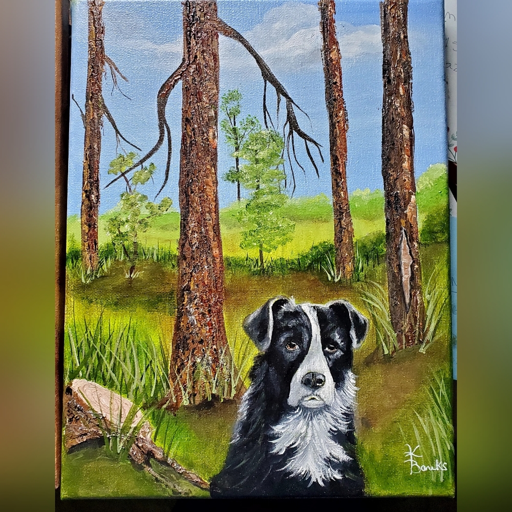 Original Oil Painting. 9 x 12 Boarder Collie,